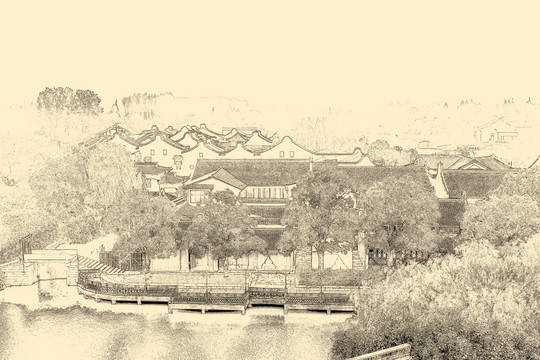 江南古鎮(zhèn)線描 合層