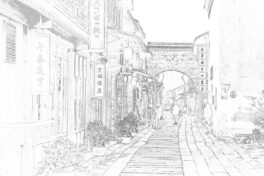 古鎮(zhèn)線描  合層