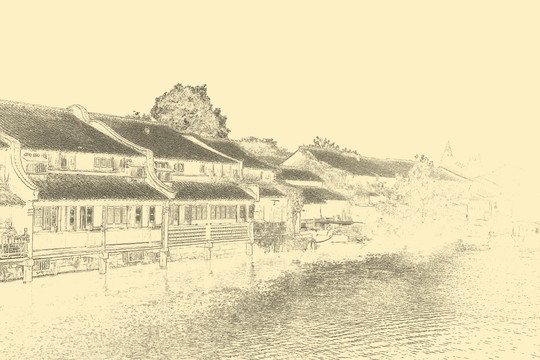 古鎮(zhèn)線描  合層
