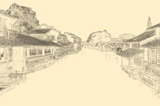 古鎮(zhèn)線描  合層