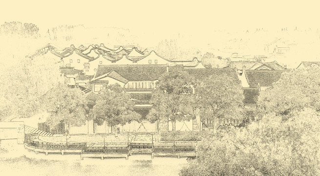 古鎮(zhèn)線描  合層