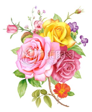 陶瓷花纸花卉玫瑰花朵分层设计