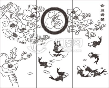 金玉滿堂玉蘭九魚(yú)圖