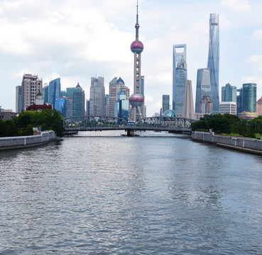 上海外白渡桥与陆家嘴建筑群
