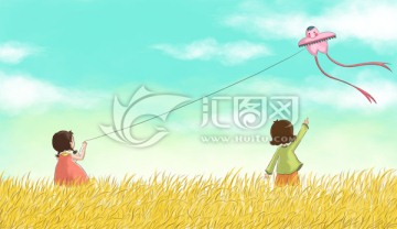 兒童插畫 放風(fēng)箏