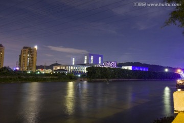 广东省江门市图书馆夜景
