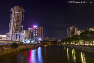 广东省江门市天沙河水系夜景