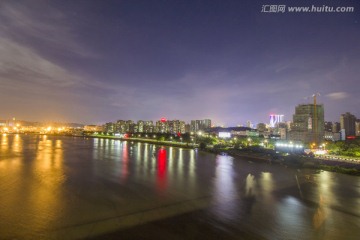 广东省江门市西海水道堤岸夜景