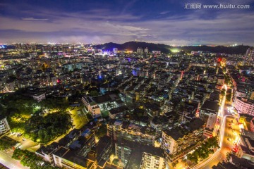 广东省江门市江门鸟瞰图夜景