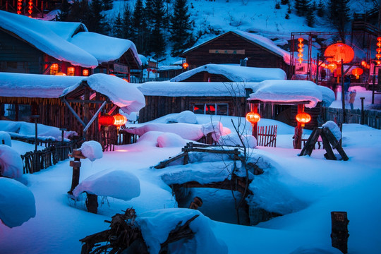 雪乡村庄雪景