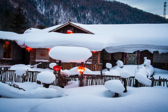 雪乡小屋雪景