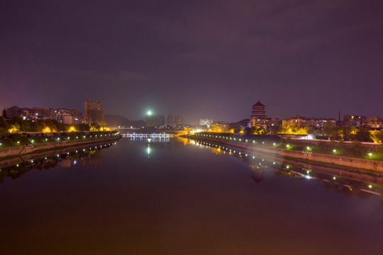 江西省景德镇市昌江水系夜景