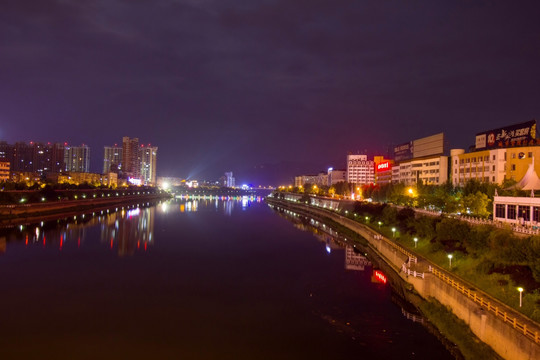 江西省景德镇市南河水系夜景