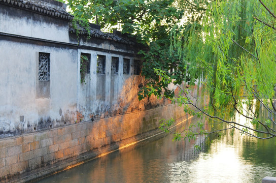 苏州河道 小河夕照