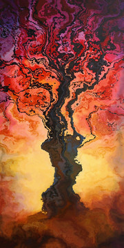 抽象油画 抽象树