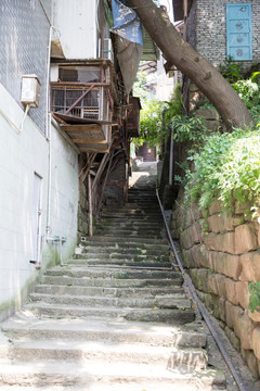 磁器口街景 山城石台阶路