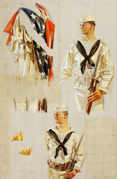 美国海军士兵人物装饰画海报