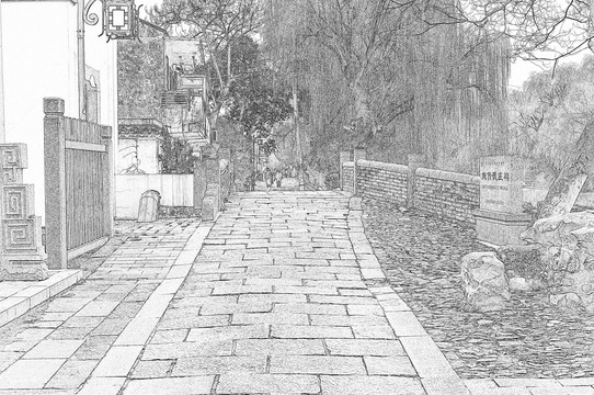 江南古鎮(zhèn)線描