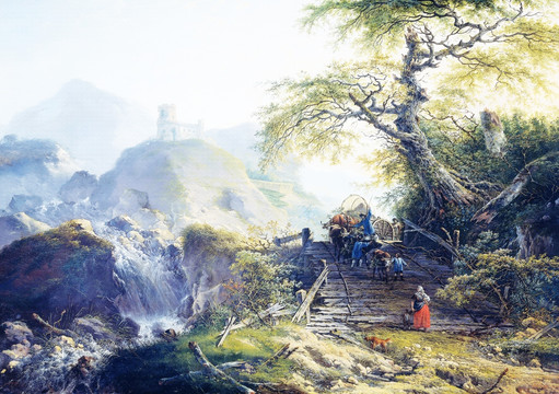 歐式古典人物風(fēng)景油畫