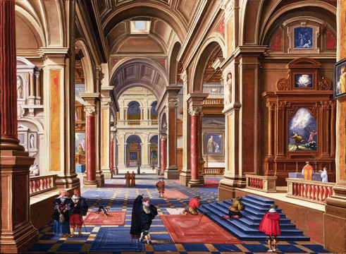 欧式教堂建筑油画
