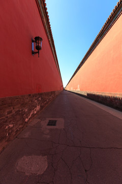北京故宫红墙宫墙宫灯