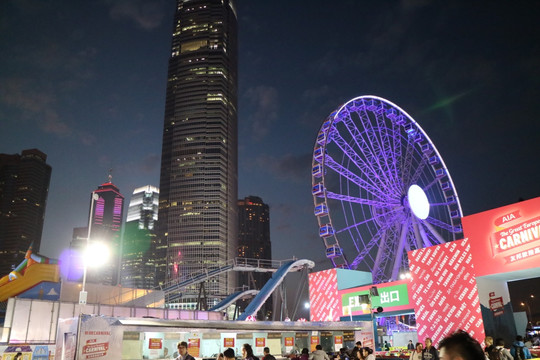 香港中环夜景 摩天轮