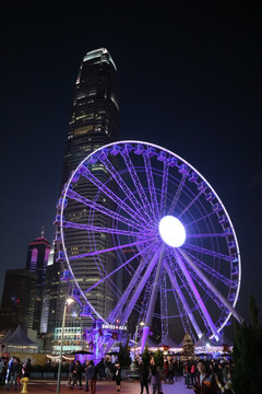 香港中环夜景 摩天轮