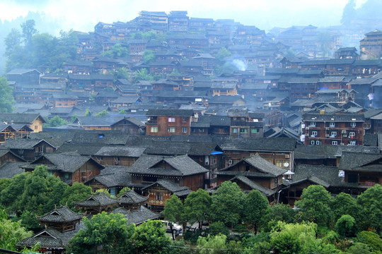 苗寨民居建筑近拍