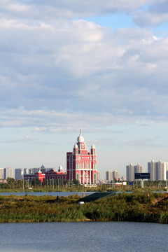 大庆 湿地 蓝天