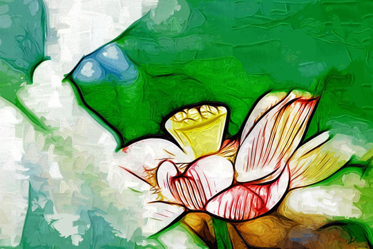 荷花油畫(huà)