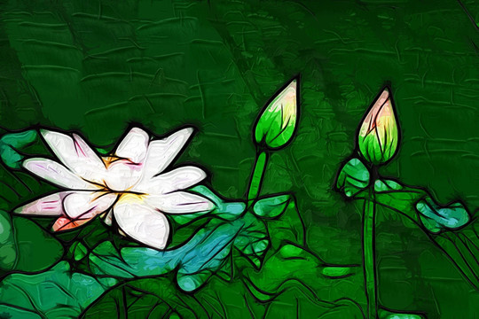 荷花油畫(huà)