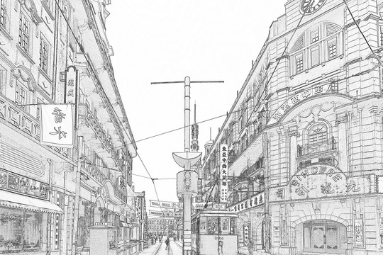 老上海線描
