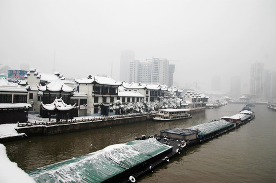 雪落常州大运河