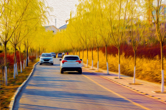 道路風景畫