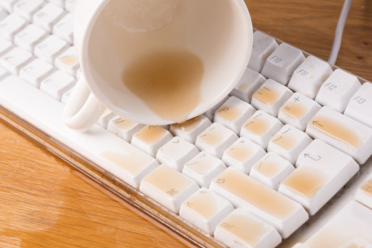咖啡倒在键盘上