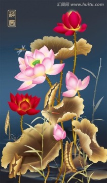 鼠繪荷花