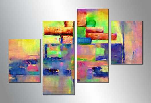 抽象油画 四联抽象画 现代简约