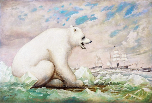 大白熊动物油画