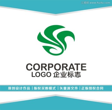 绿色SF字母LOGO设计