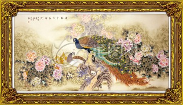 牡丹孔雀圖