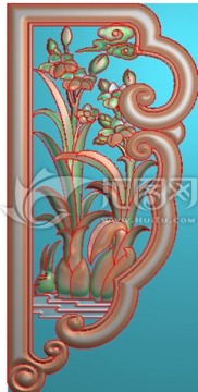 沙發(fā)腦兒玉蘭花角花精雕圖