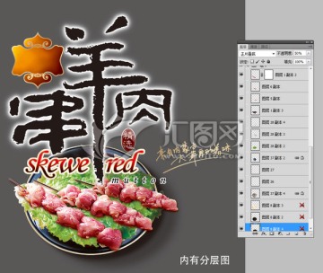 羊肉串 內(nèi)有分層圖