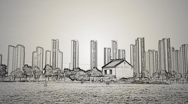 廢墟和新城素描畫(huà) 未分層