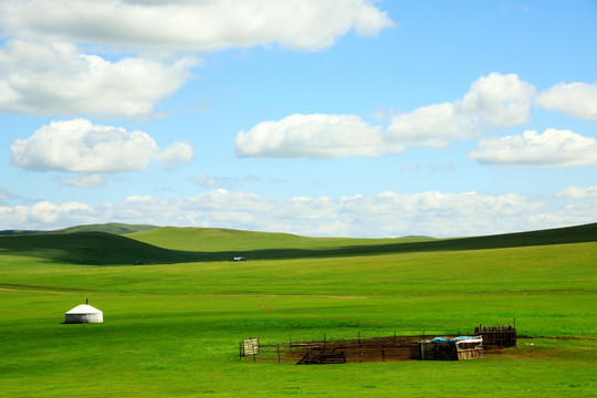 草原蒙古包牧场素材