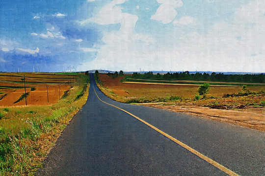 油畫 路