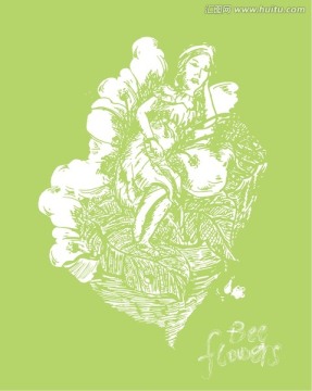 蜂蜜花化妝品包裝插圖