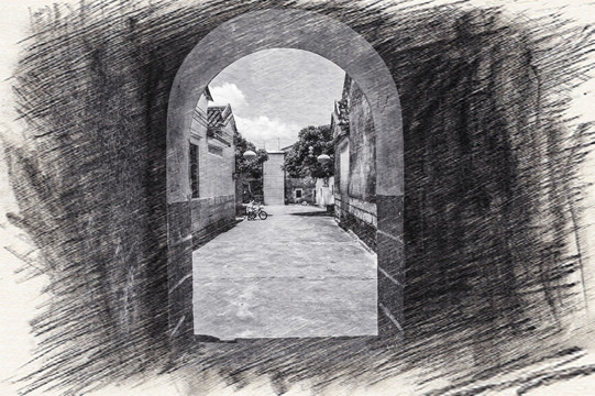 古建筑素描