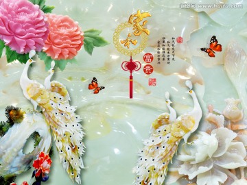 玉雕 家和富貴背景墻 分層圖