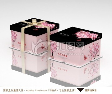 櫻花蛋糕盒平面展開圖