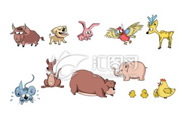 卡通動物分層圖